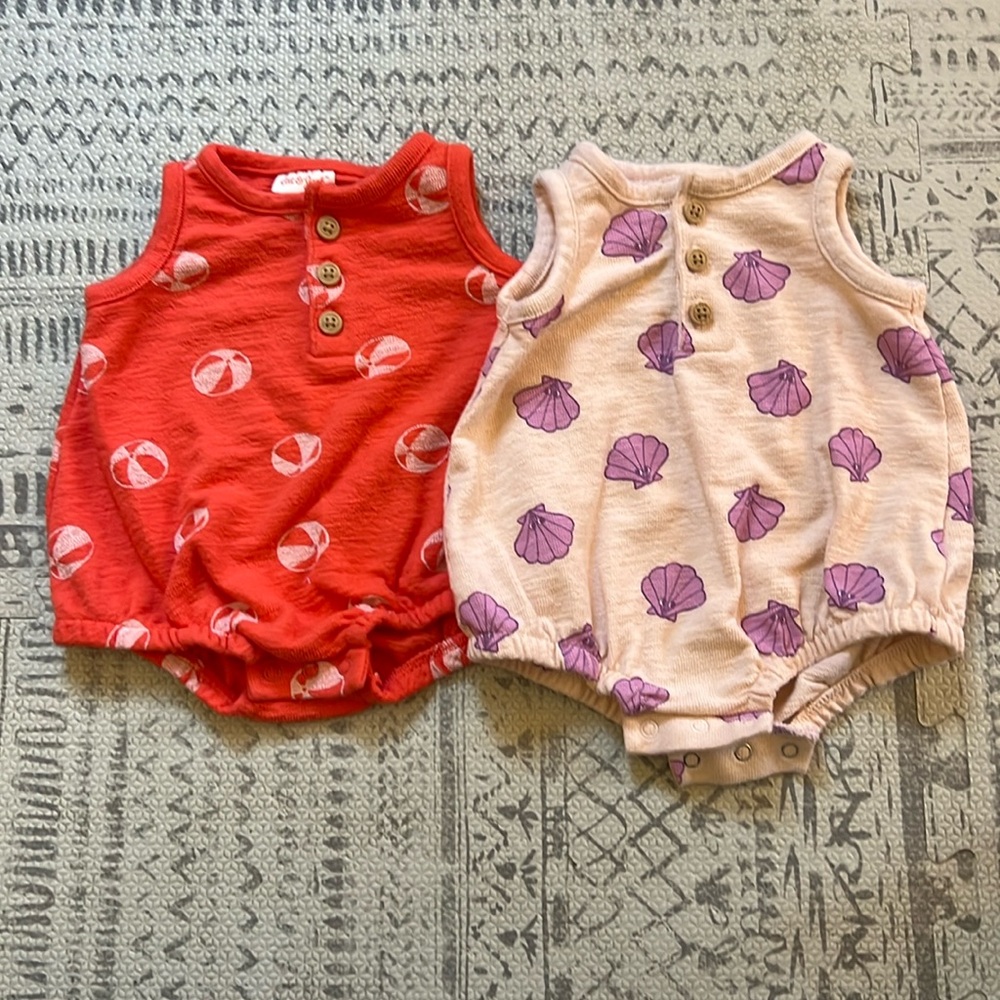 Set of two Cat and Jack baby girl rompers size newborn